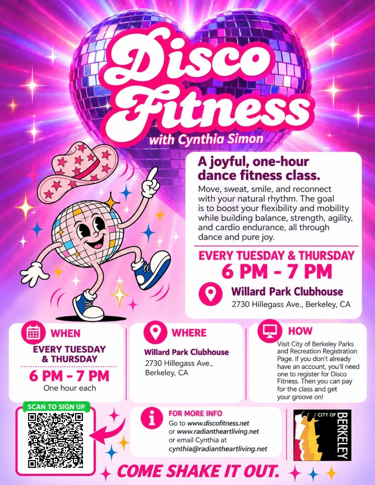 💃✨ Come dance with us! ✨🪩
Disco Fitness is a joyful, all-bodies, all-abilities dance fitness class where we move, groove, strengthen, stretch, and have a little fun along the way. 💗
No dance experience needed. You can&rsquo;t get it wrong! Just co