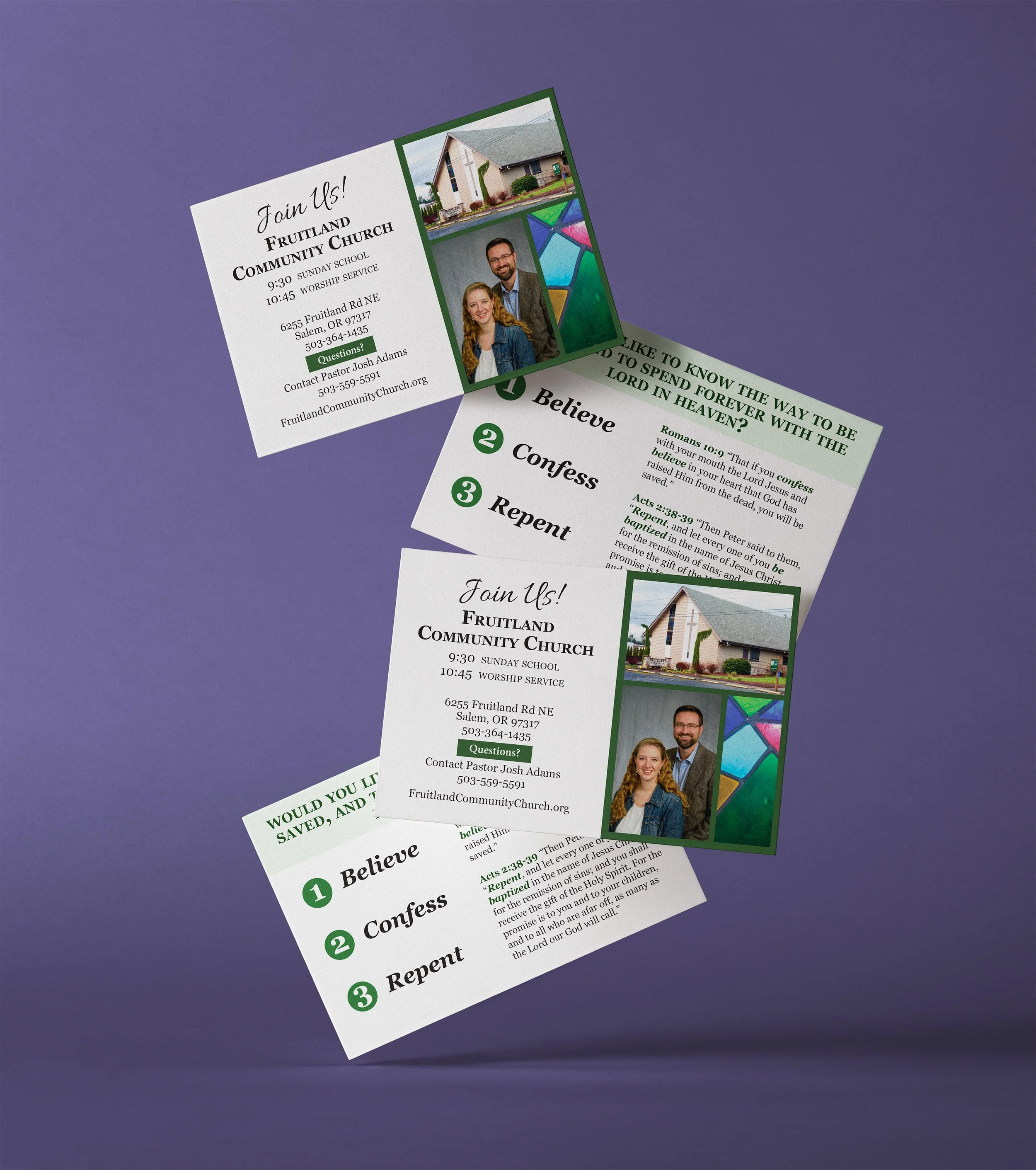 Picture of church invitation cards front and back