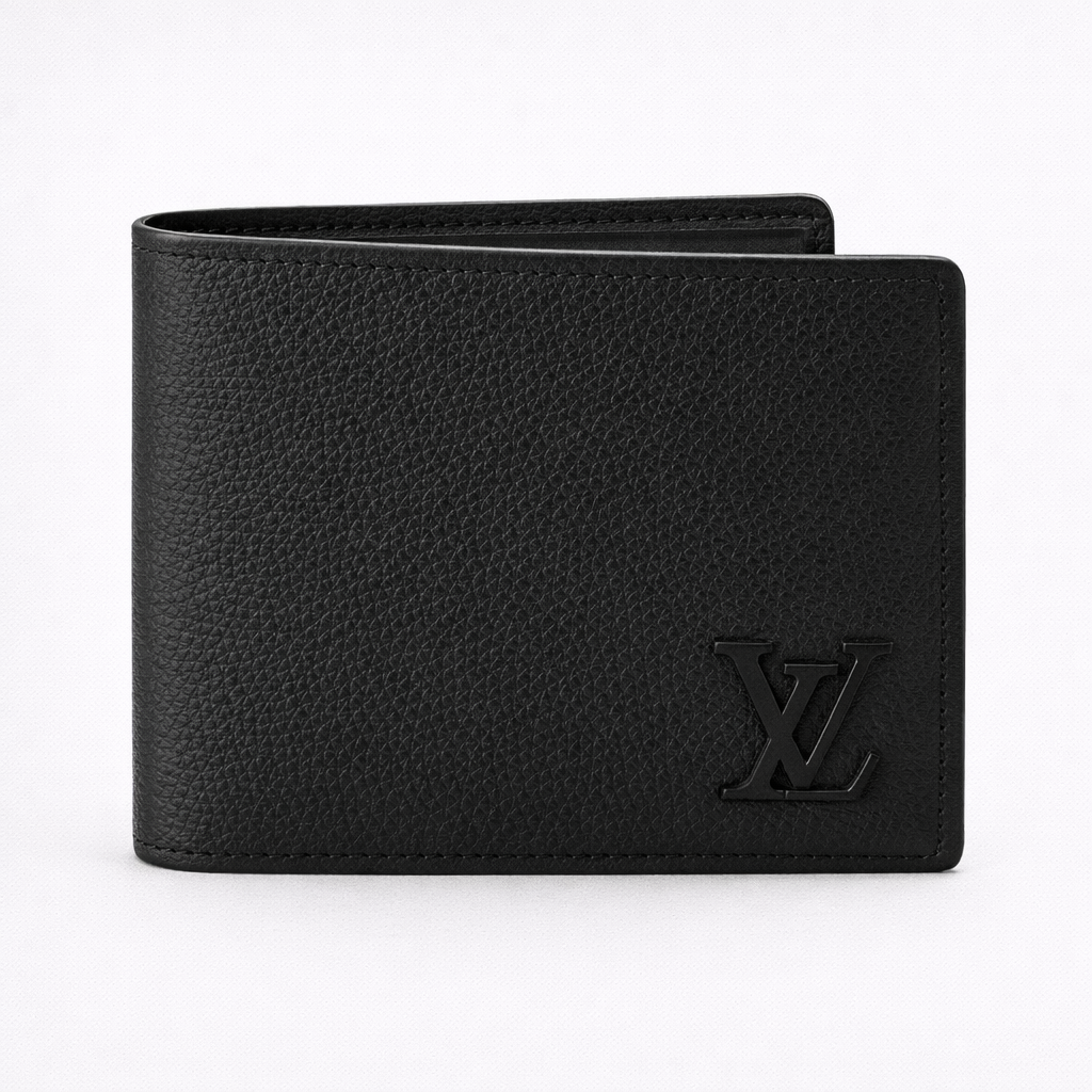 Inspired LV Style Black Leather Bi-Fold Wallet