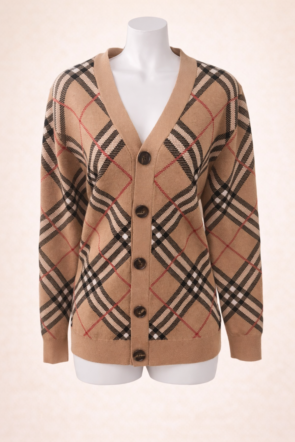 Inspired Men's Classic Plaid Button Cardigan – Camel