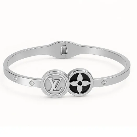 Monogram Crystal Bangle – Silver