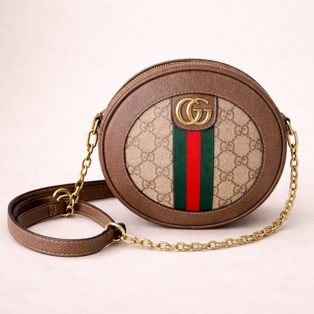 Luxury Inspired Round Web Stripe Crossbody Bag
