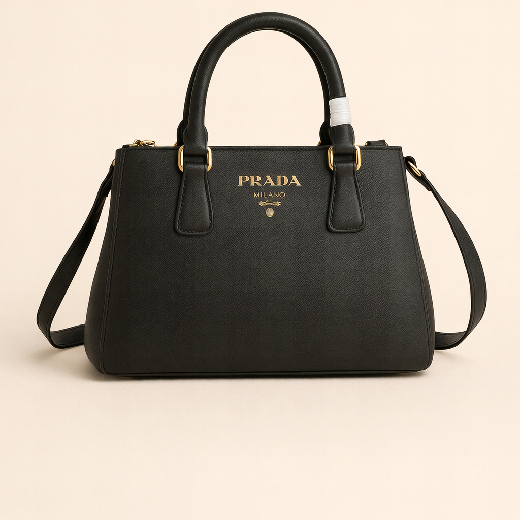 Signature Black Leather Top Handle Crossbody