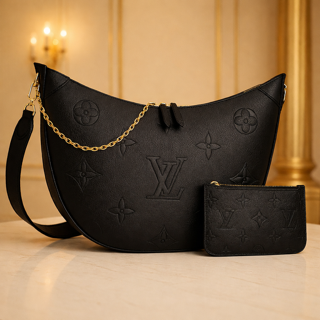 Midnight Embossed Luxe Carryall Set – Black (Tote + Zip Pouch)