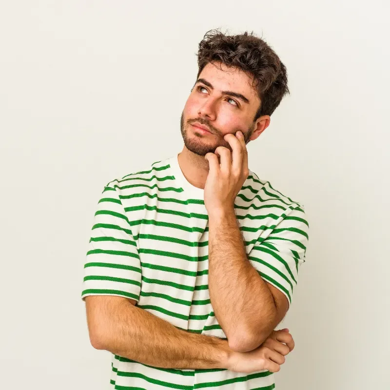 a young adult thinking