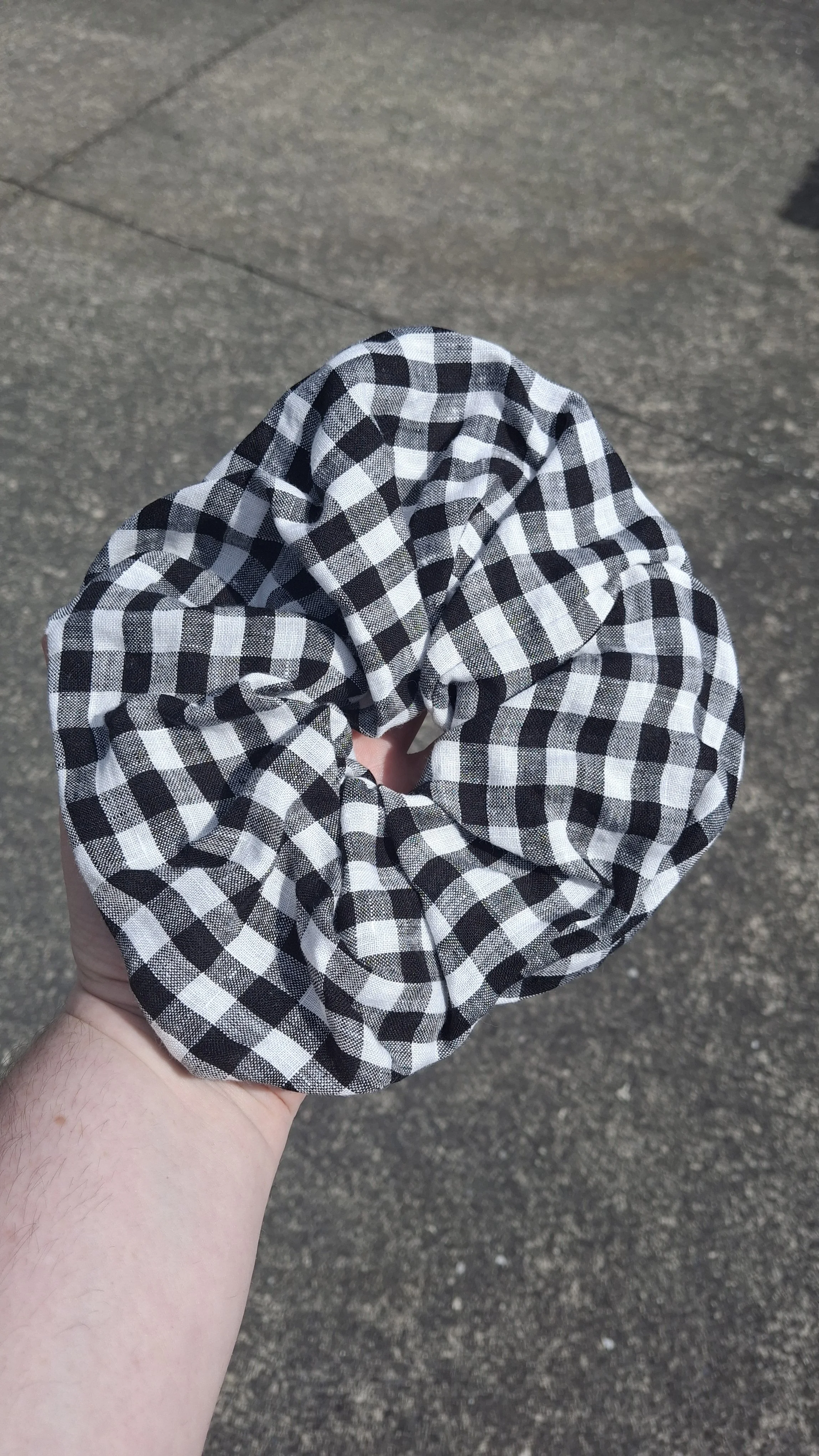 Black and White Gingham Scrunchie