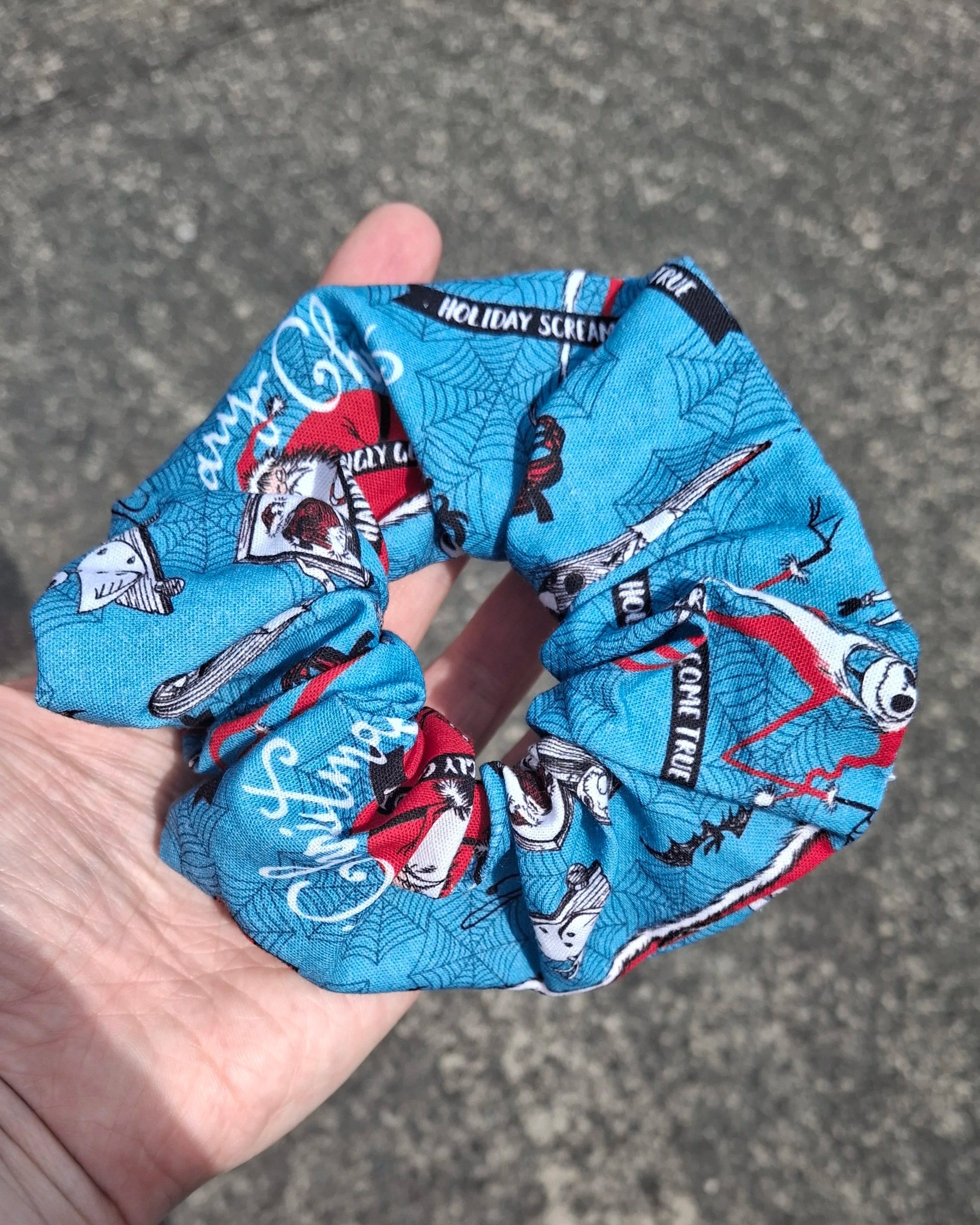 Blue Christmas Halloween Scrunchie