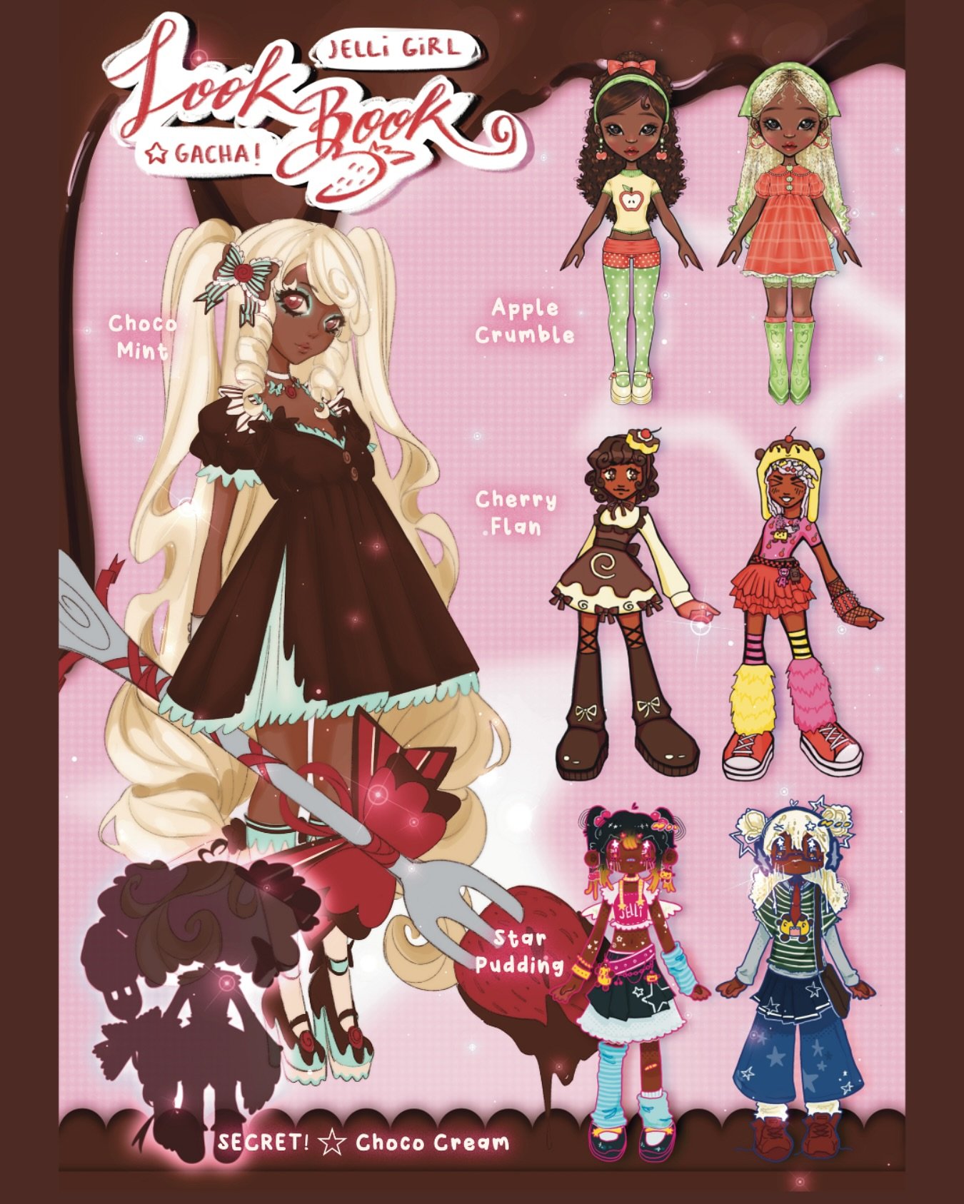 — 🍫⋆˚࿔🍏 JELLi GiRL GACHA is here with 4 NEW nostalgic & whimsical looks exclusive to iSSUE 02 ! (•ᴗ<˶)✧₊ 💫🌀.𖥔 ݁
explore JELLi GiRL's new looks through an amazing collaborative project by our artists Adrian, GAKKiBEAR, Natasha,