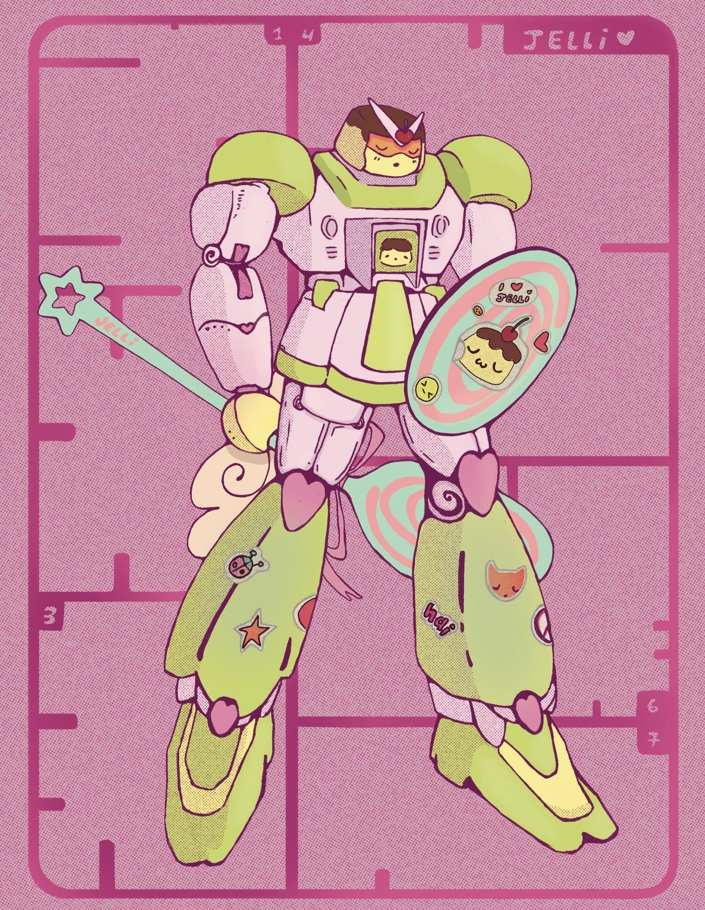 woah!! is that little guy as a gundam? and who is he fighting? why is he holding a spoon ^0^ .𖥔 ݁ ˖🍮

&ldquo;Little Guy Gundam&rdquo; by Bug will be featured in iSSUE03 of JELLi (ﾉ&acute;ヮ&acute;)ﾉ*:･ﾟ✧

🗯️&rdquo;I was inspired to draw this piece 