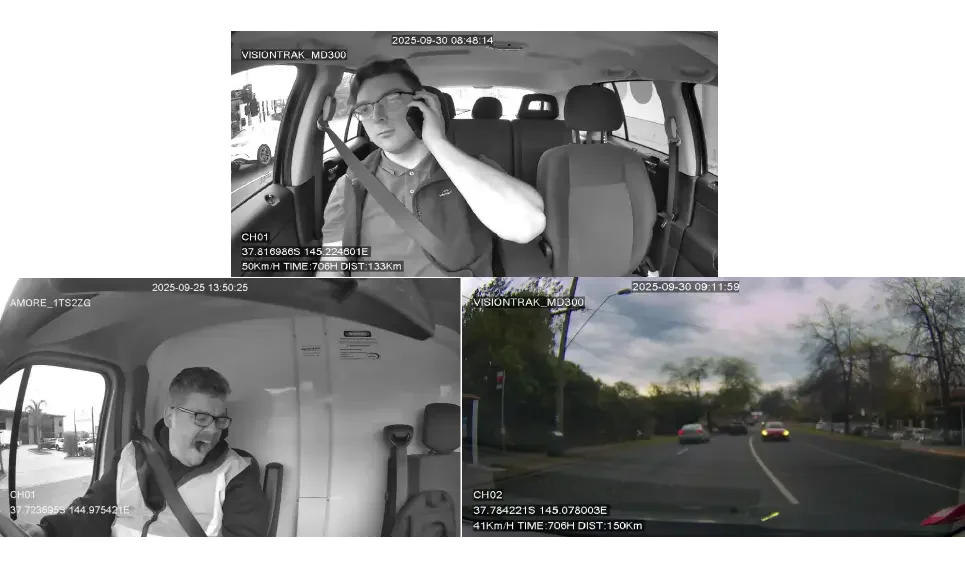 VisionTraks AI Dashcam monitoring drivers