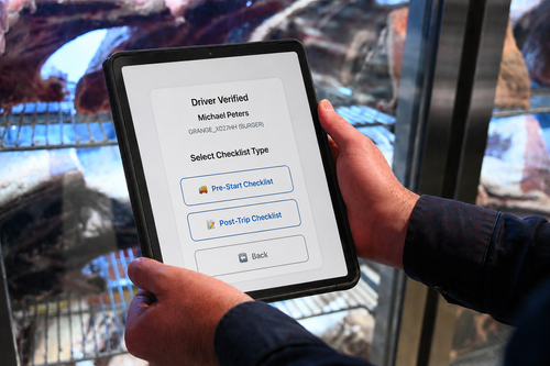 iPad showing VisionTrak vehicle maintenance management