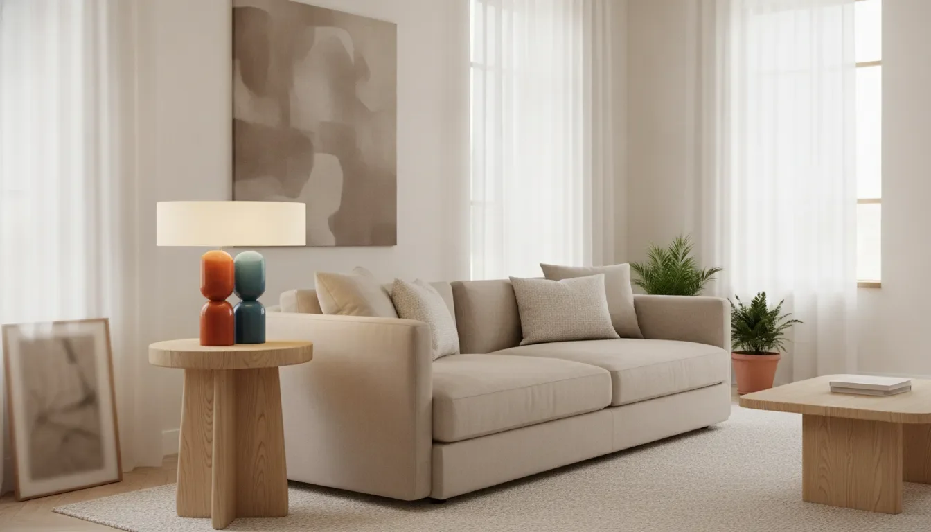 Use Bold Color Lamps for a Neutral Room with Confidence