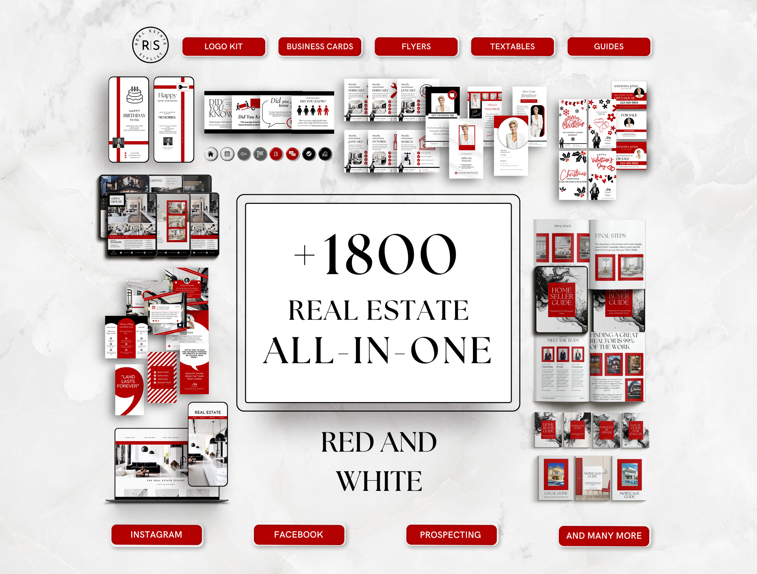 +1800 ALL-IN-ONE Real Estate Marketing Bundle - Red - The Uma Collection
