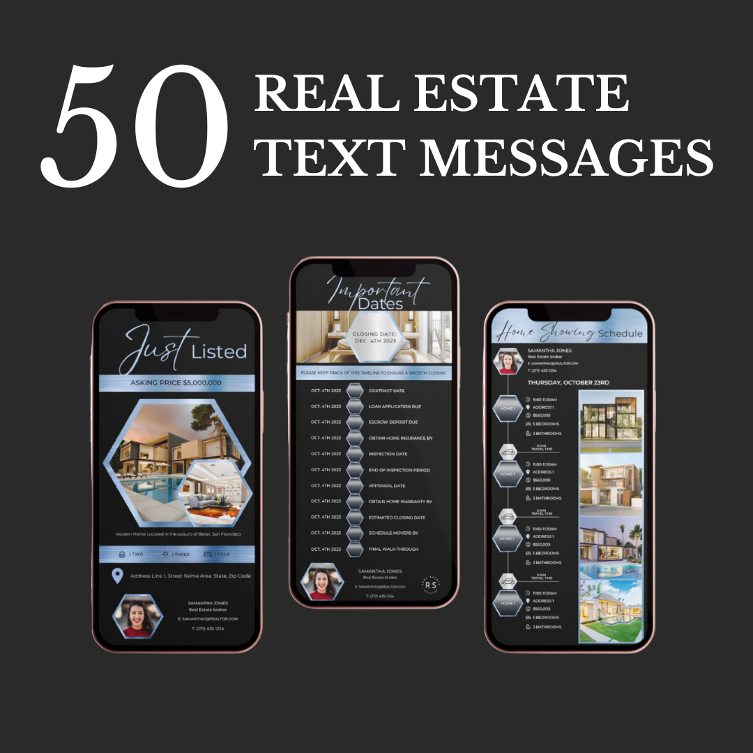 50 Text Message Bundle - Metallic Light Blue and Black - The Hexagon Collectionn