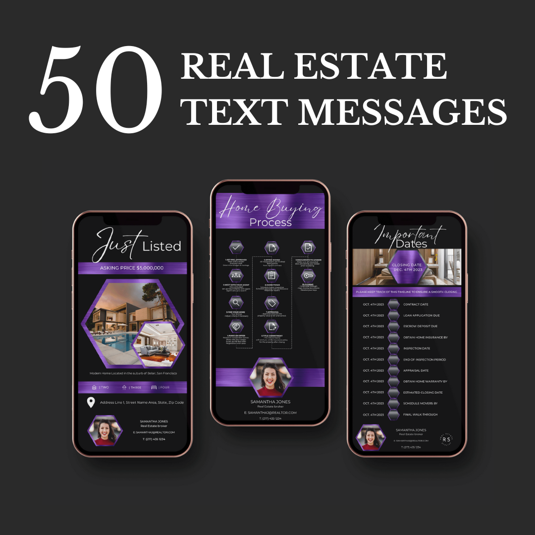 50 Text Message Bundle - Metallic Purple and Black - The Hexagon Collection