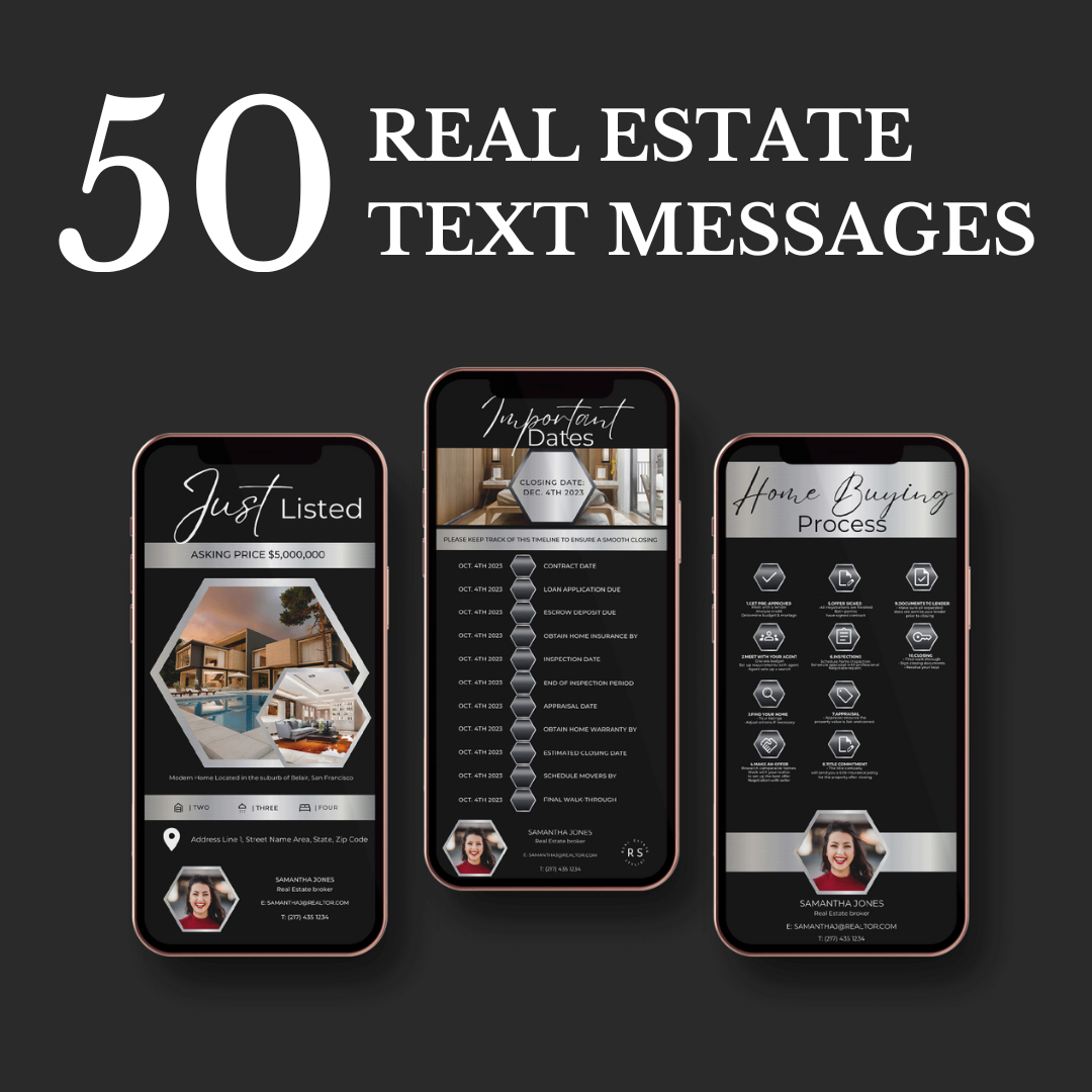 50 Text Message Bundle - Metallic Silver and Black - The Hexagon Collection