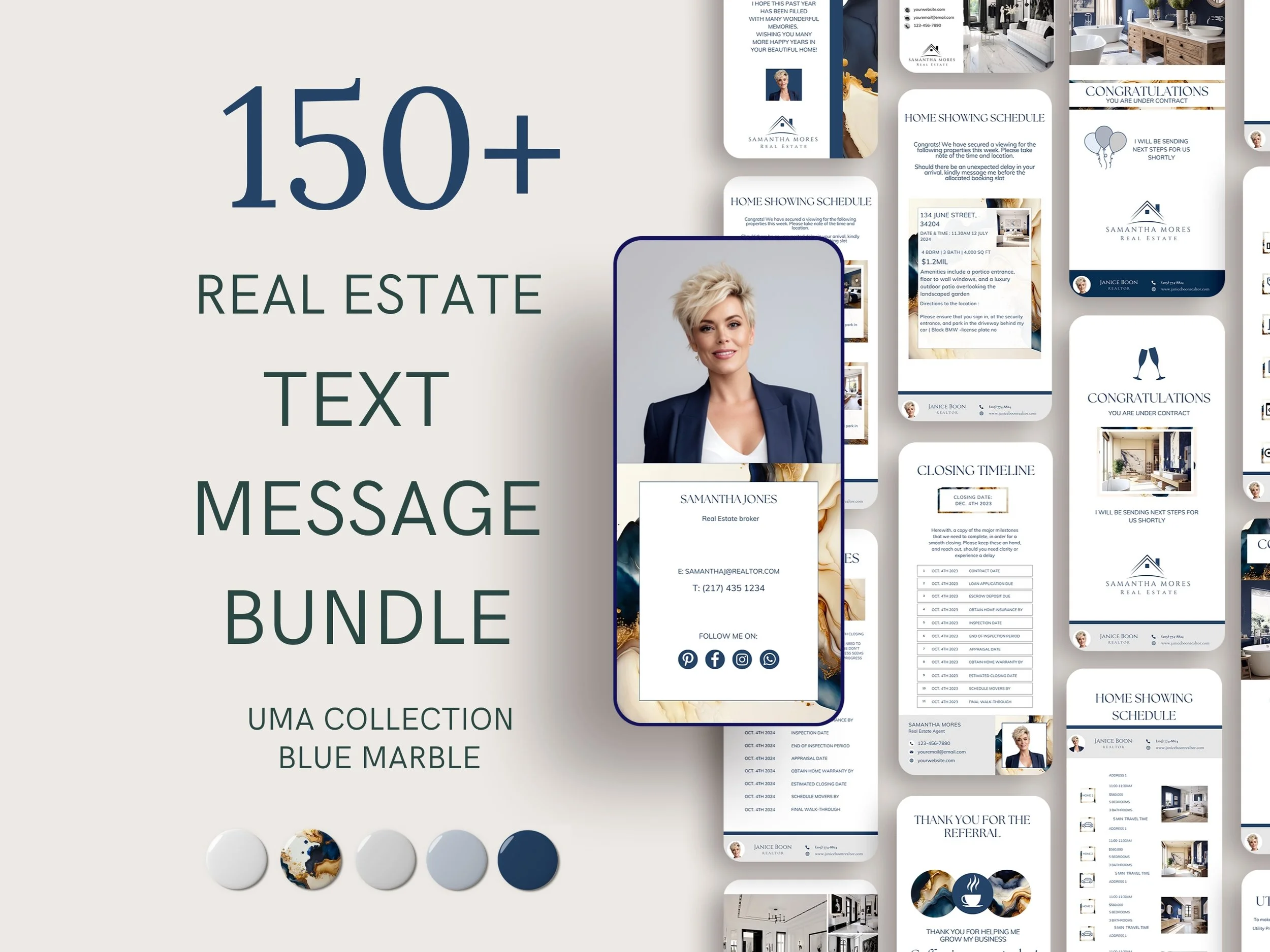 +150 Text Message Bundle - Blue Marble - The Uma Collection