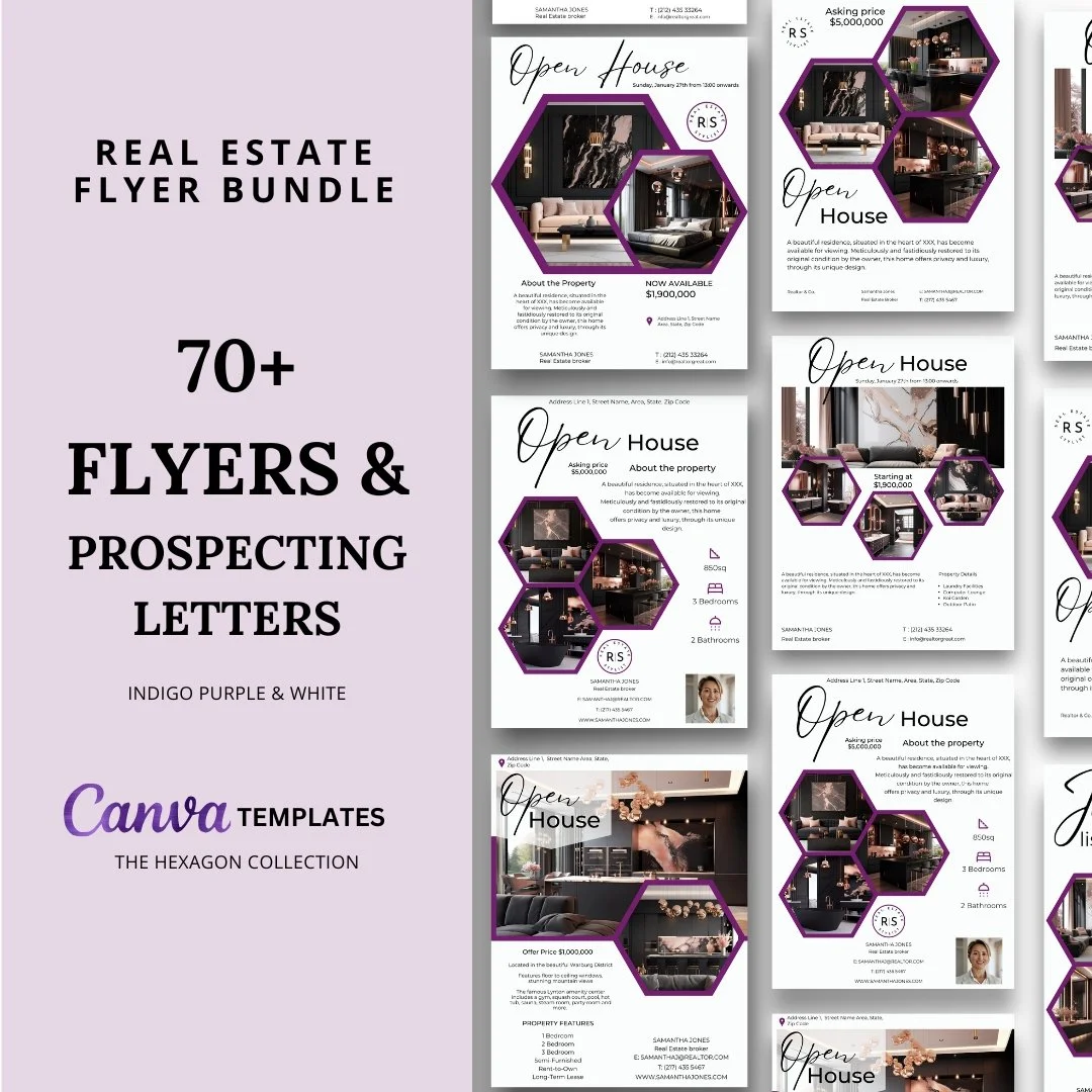+70 Flyer Bundle - Purple and White - Hexagon Collection