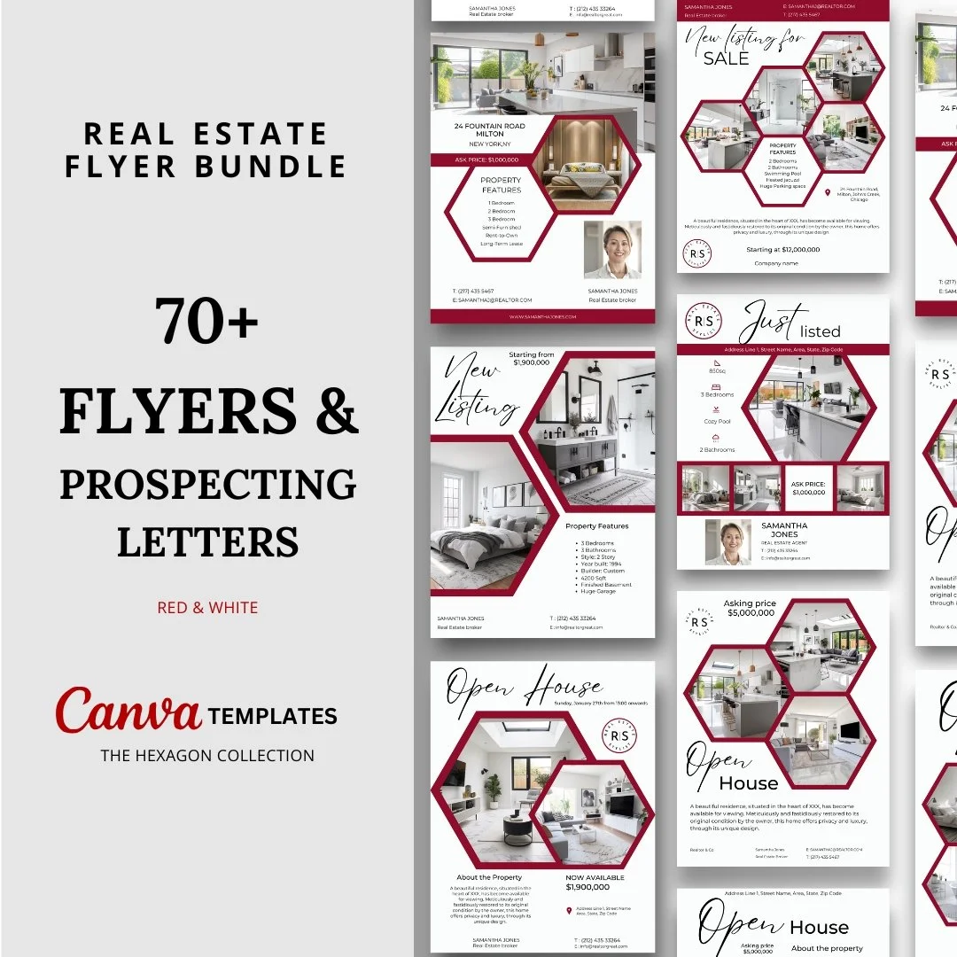 +70 Flyer Bundle - Red and White - Hexagon Collection