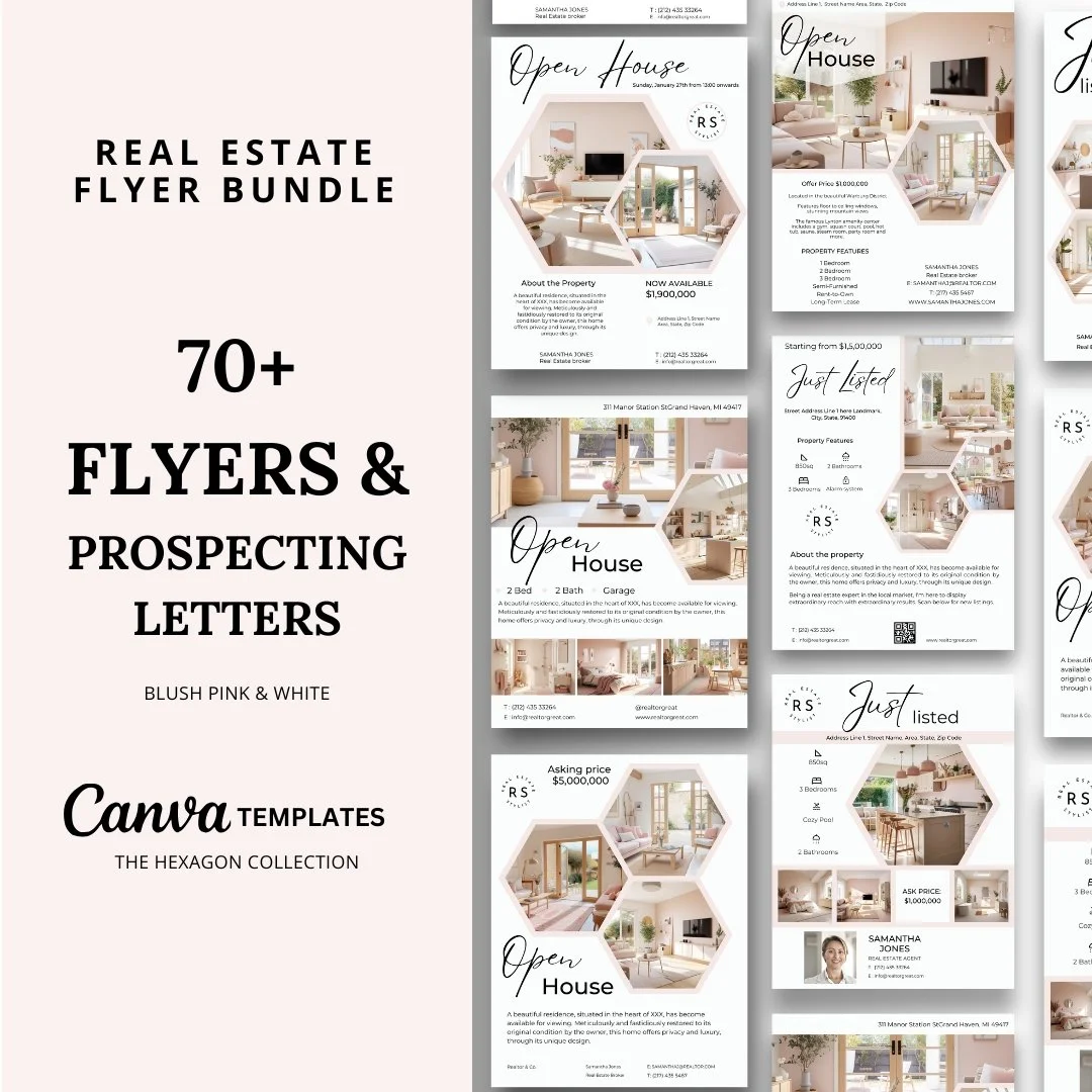 +70 Flyer Bundle - Pink and White - Hexagon Collection