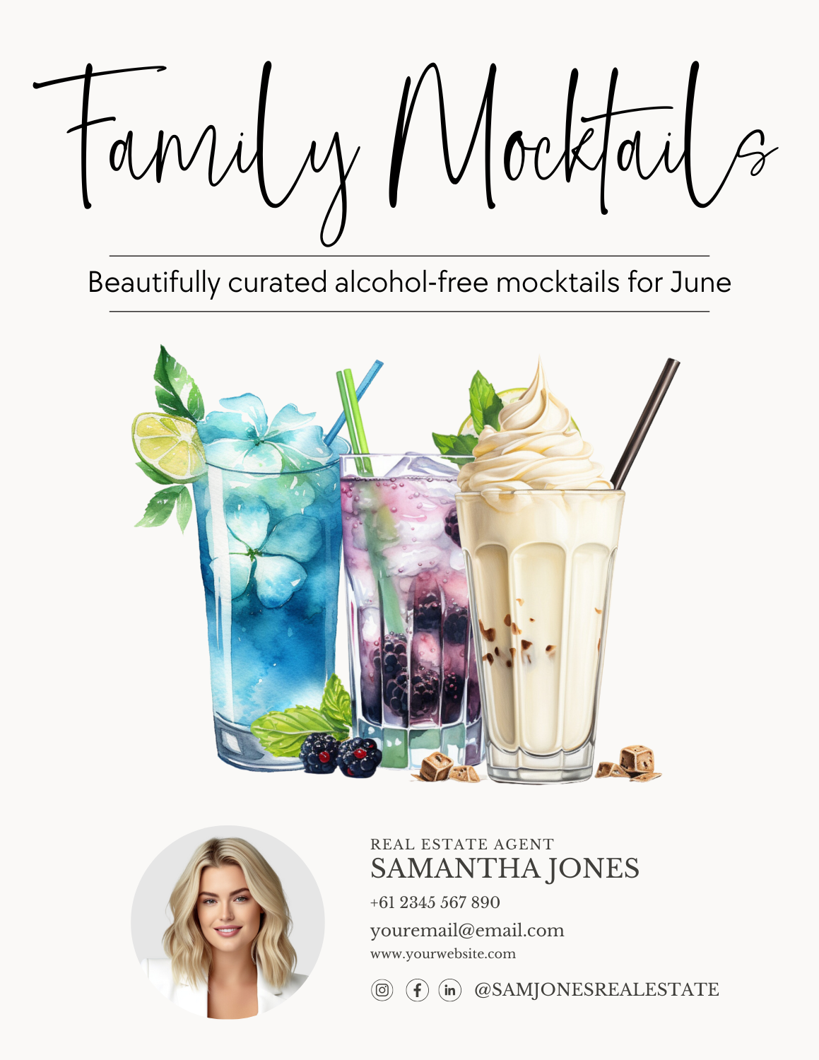 FAMILY MOCKTAILS – NON- ALCOHOLIC MOCKTAILS - LEAD MAGNET – JUNE
