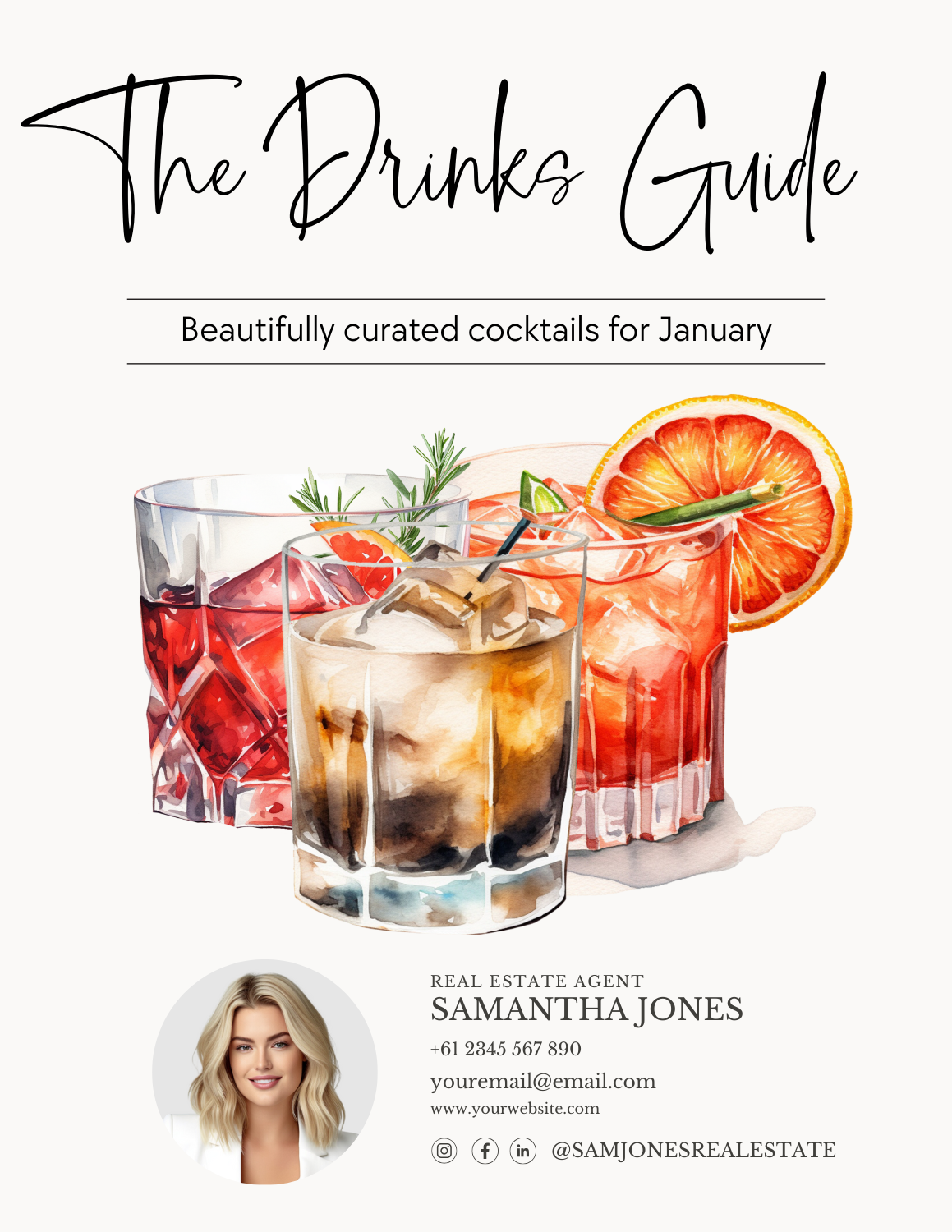 THE DRINKS GUIDE – ALCOHOLIC COCKTAILS - LEAD MAGNET – JANUARY