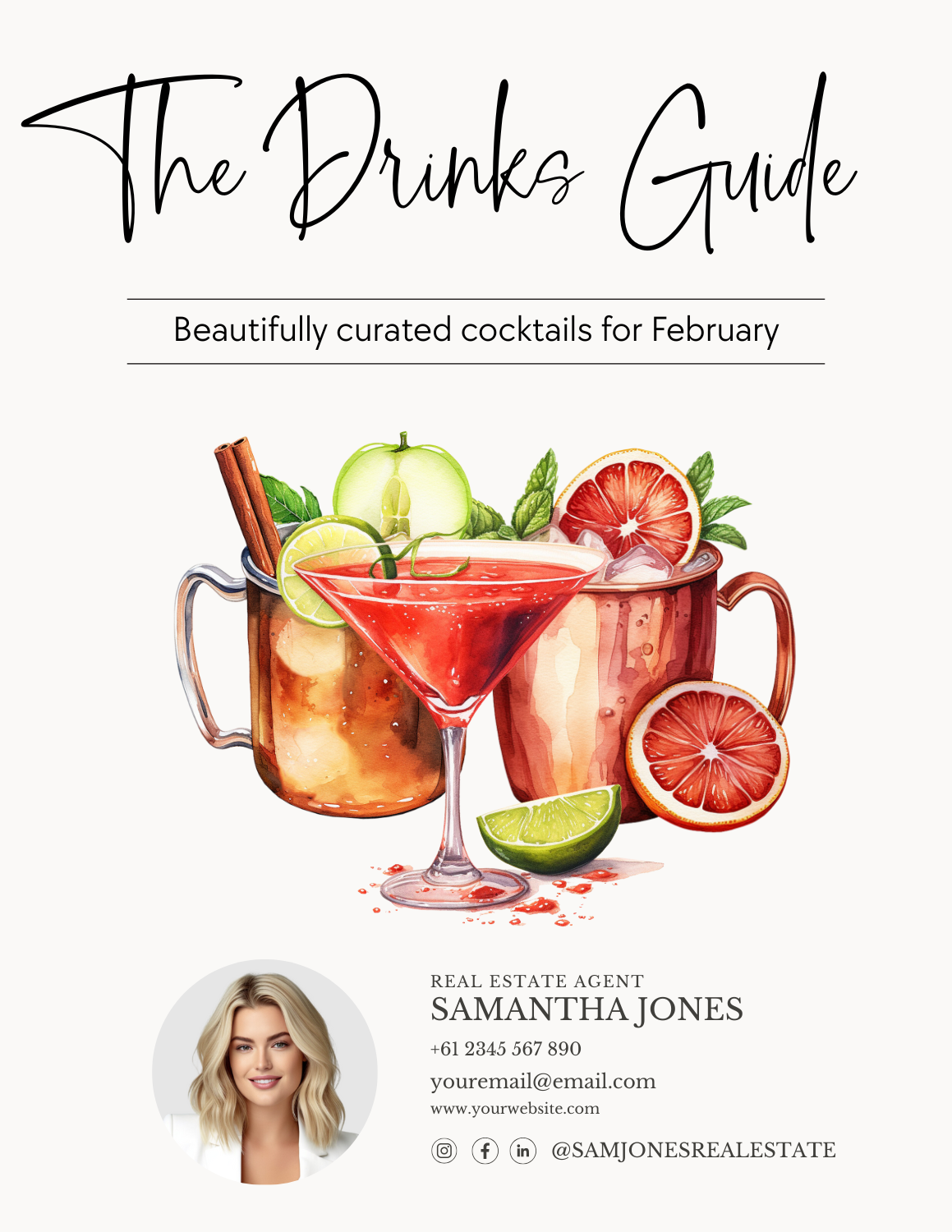 THE DRINKS GUIDE – ALCOHOLIC COCKTAILS - LEAD MAGNET – FEBRUARY
