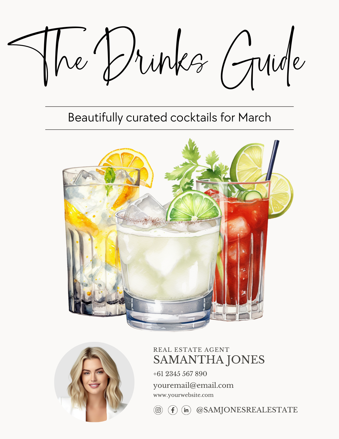 THE DRINKS GUIDE – ALCOHOLIC COCKTAILS - LEAD MAGNET – MARCH