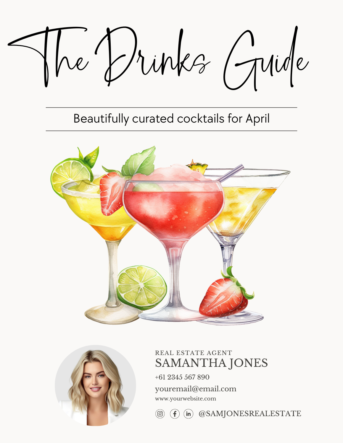 THE DRINKS GUIDE – ALCOHOLIC COCKTAILS - LEAD MAGNET – APRIL