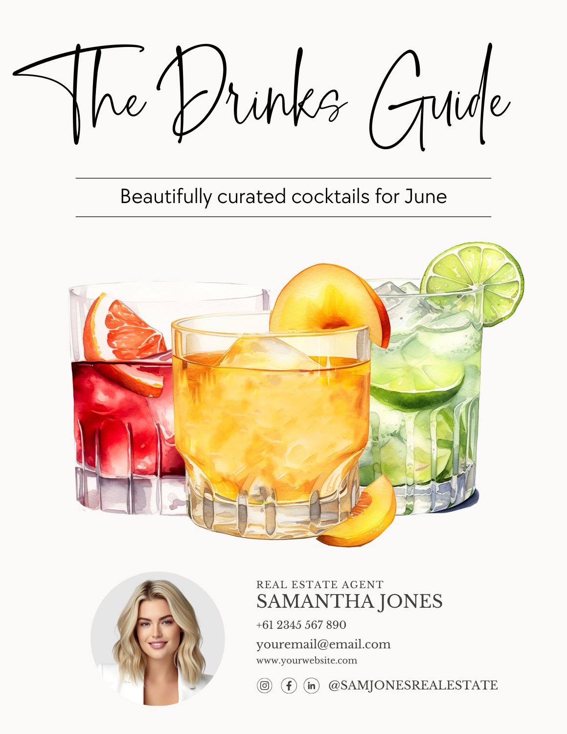 THE DRINKS GUIDE – ALCOHOLIC COCKTAILS - LEAD MAGNET – JUNE
