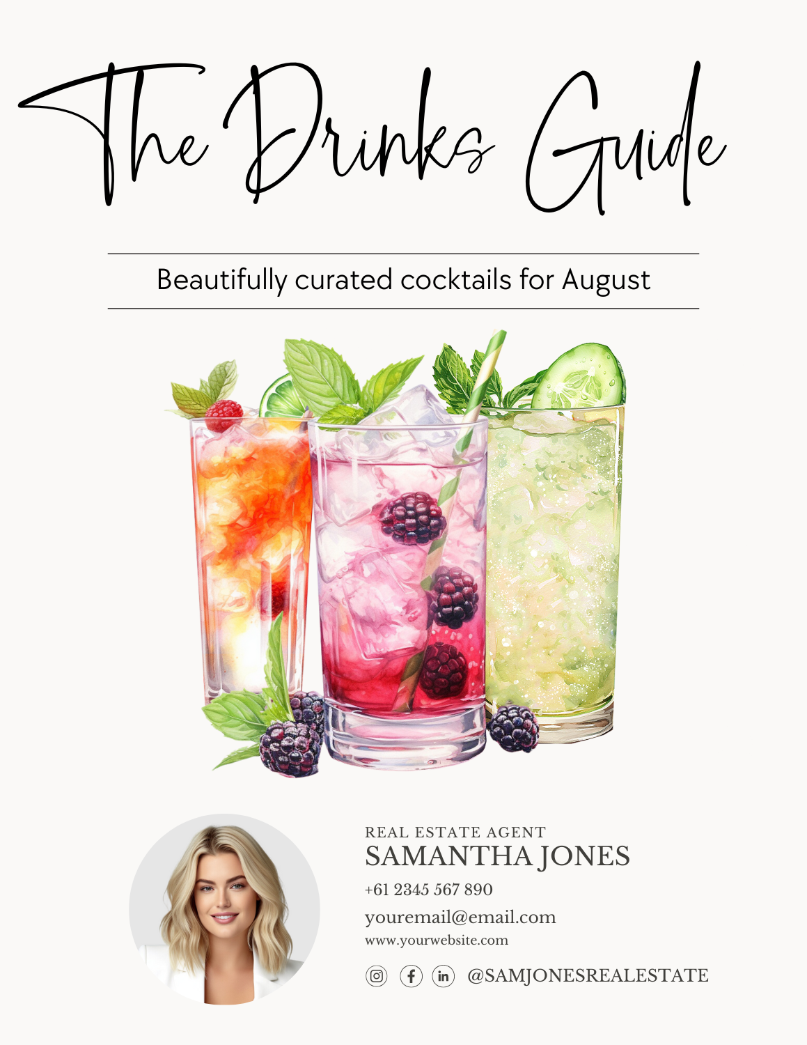 THE DRINKS GUIDE – ALCOHOLIC COCKTAILS - LEAD MAGNET – August