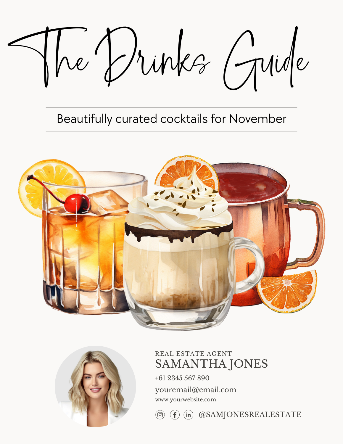 THE DRINKS GUIDE – ALCOHOLIC COCKTAILS - LEAD MAGNET – NOVEMBER