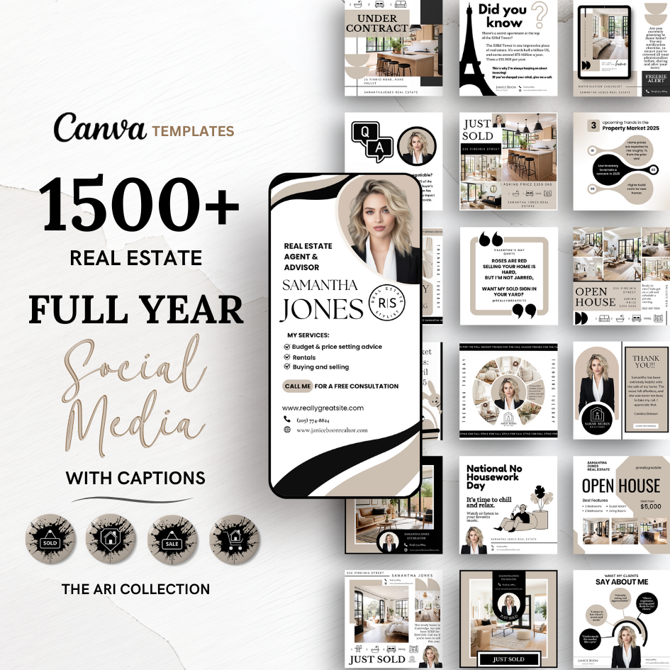 +1500 Social Media templates + Branding - Beige - The Ari Collection