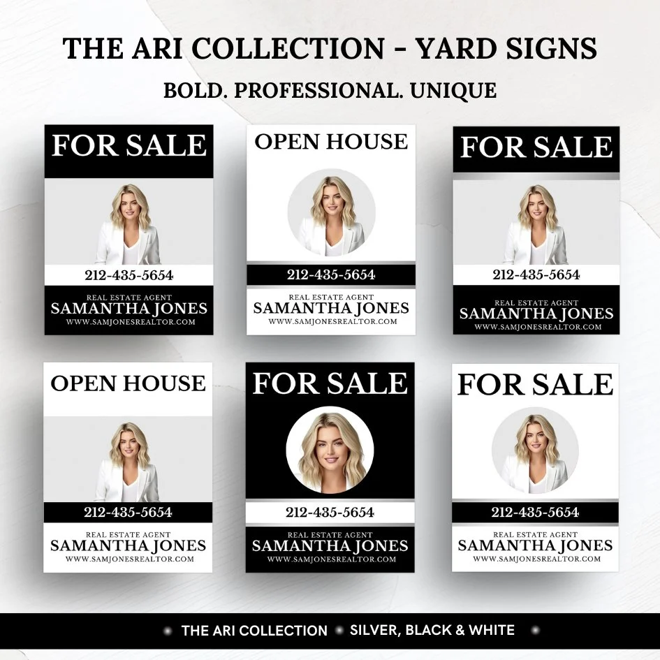 Yard Signs - The Ari Collection - Silver &amp; Black 