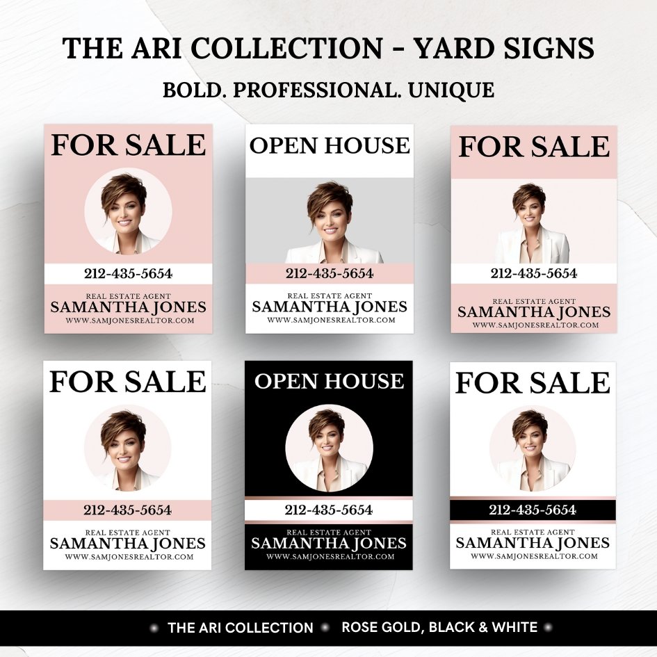 Yard Signs - The Ari Collection - Rose Gold &amp; Black 