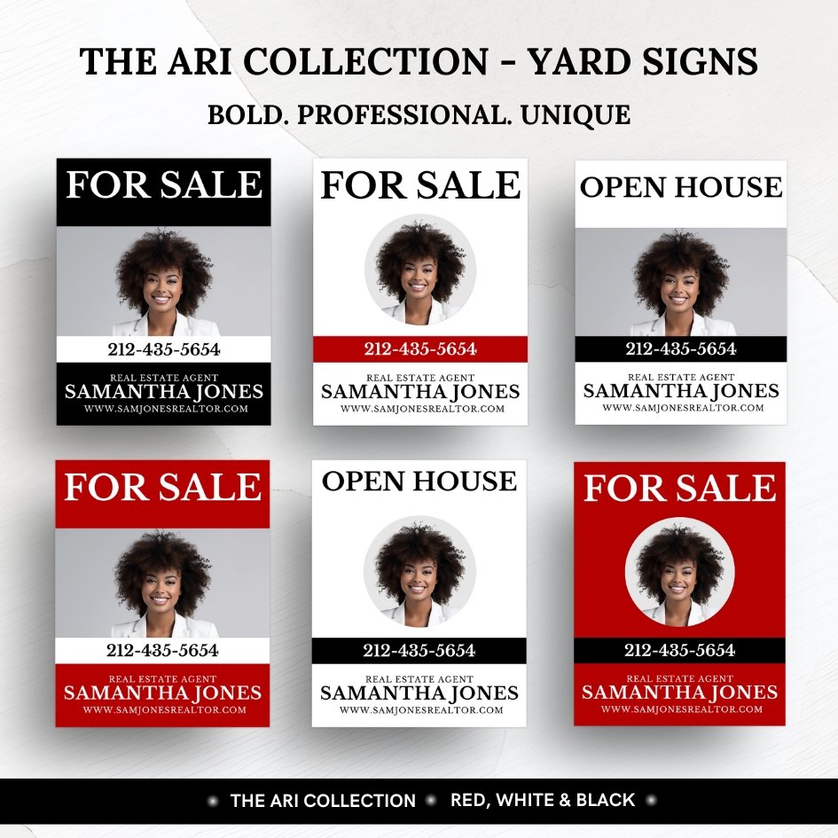 Yard Signs - The Ari Collection - Red, white and black