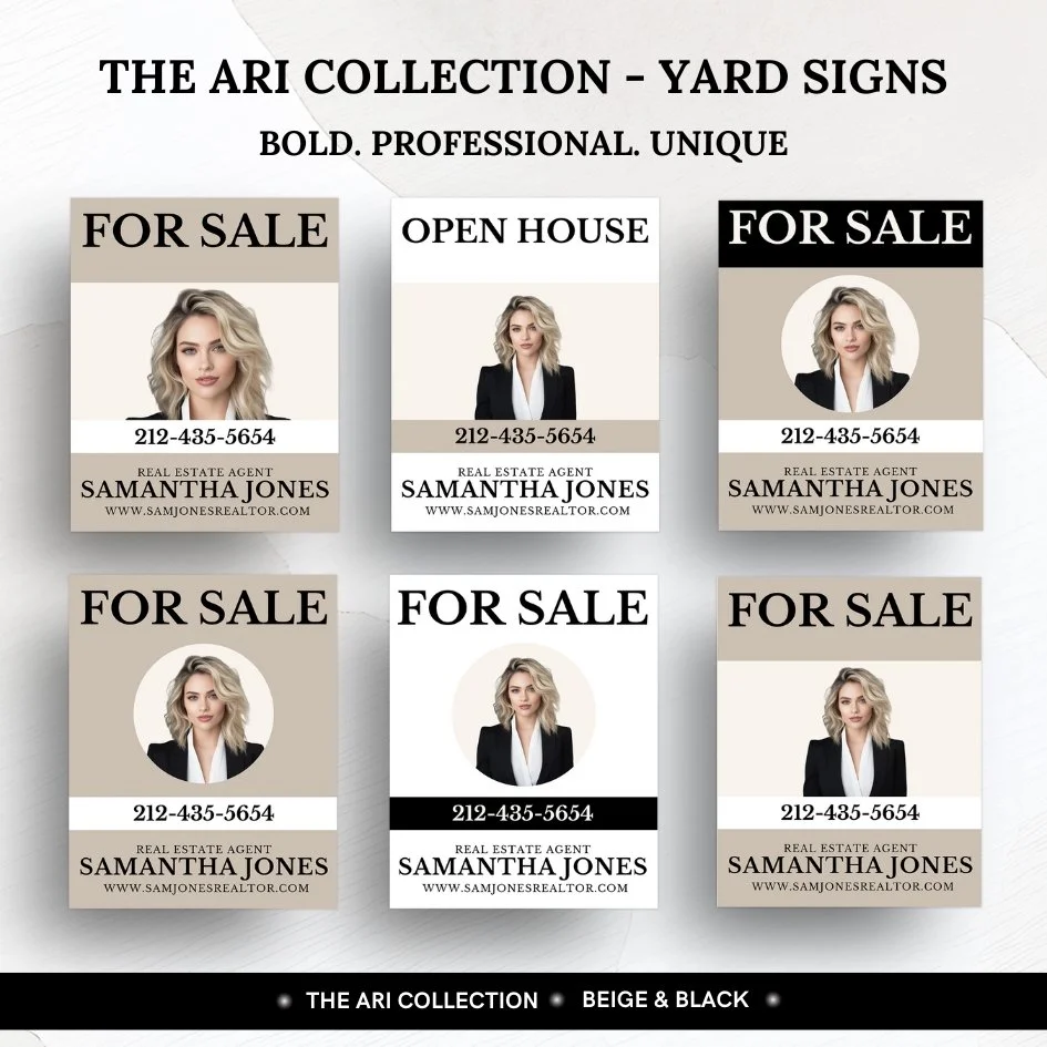 Yard Signs - The Ari Collection - Beige and Black