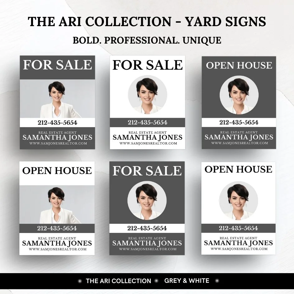 Yard Signs - The Ari Collection - Grey &amp; White 