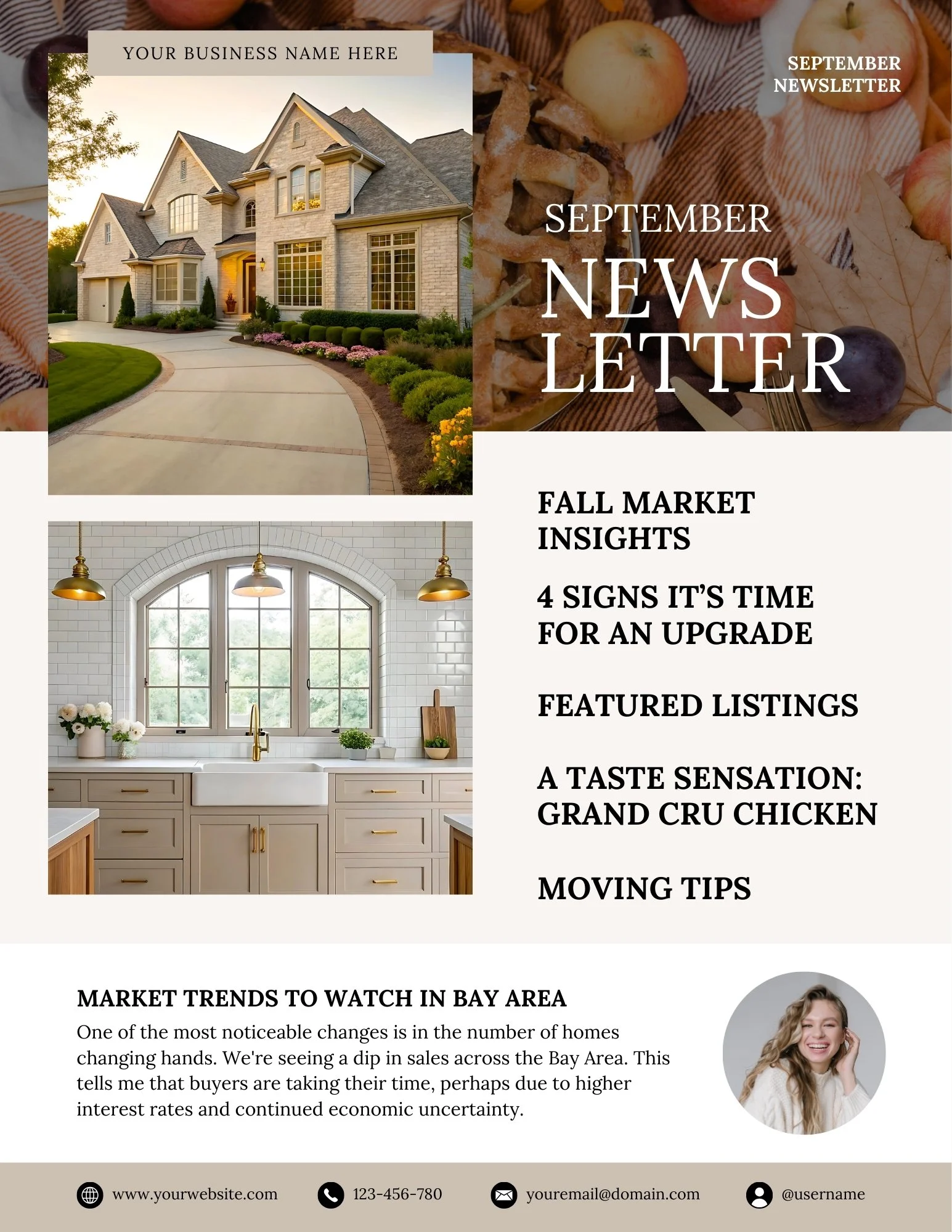 Monthly Newsletter template - September - The Beige-ish Collection - Beige, black and white