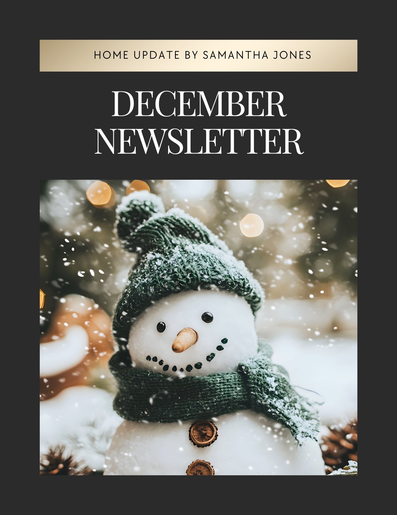 Monthly Newsletter template - December - The Ari Collection - Metallic Gold &amp; Black