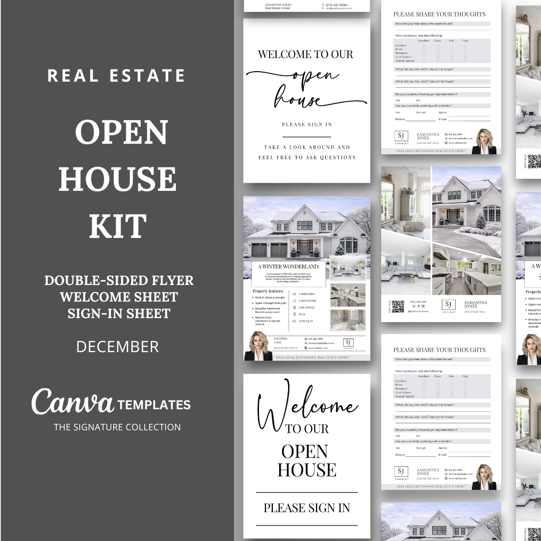 Open House Flyer Kit - December -  Beige &amp; White - Signature Collection