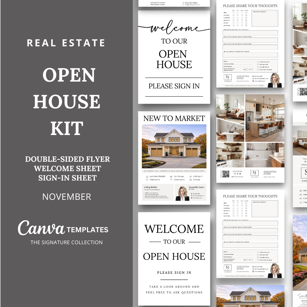 Open House Flyer Kit - November -  Beige &amp; White - Signature Collection