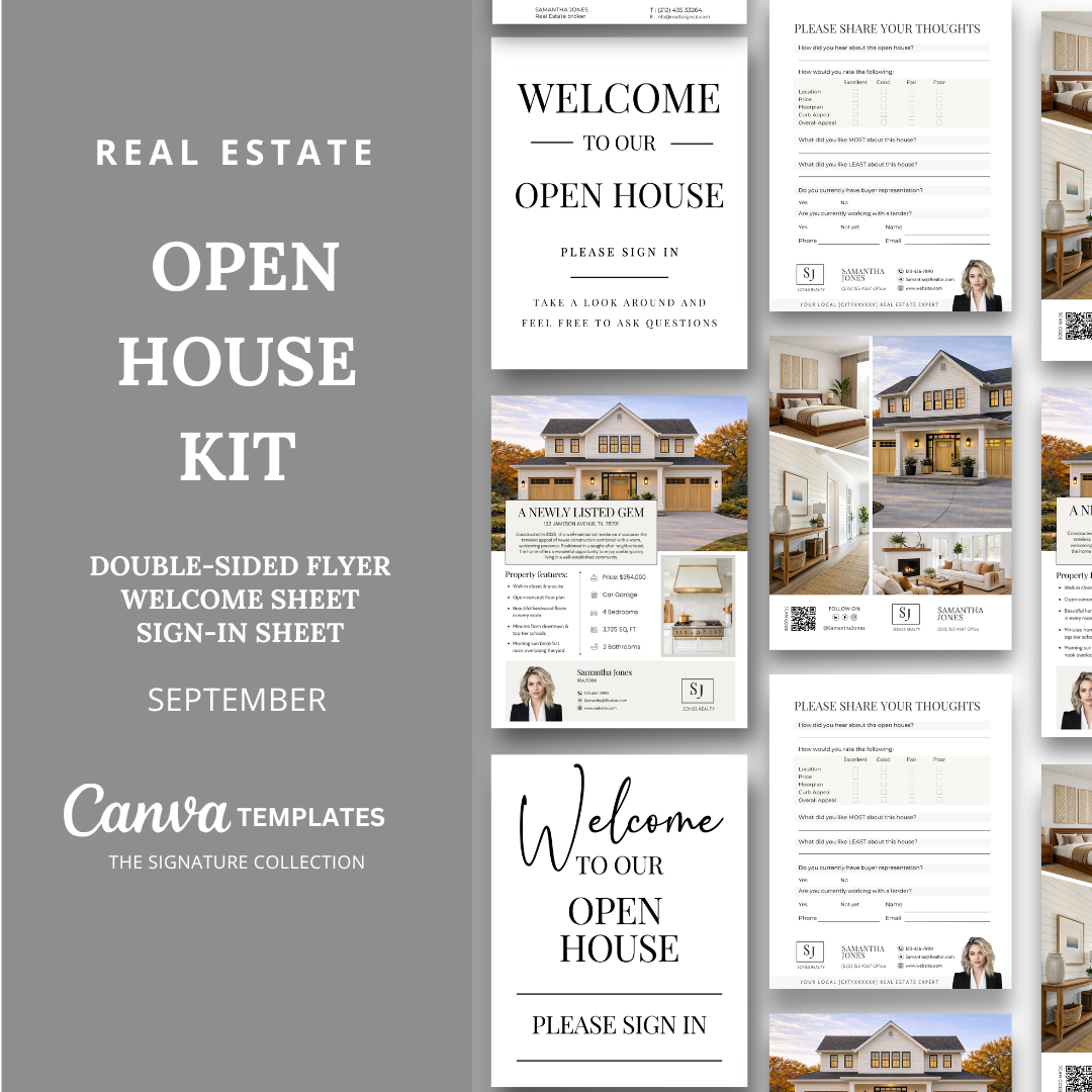 Open House Flyer Kit - September -  Beige &amp; White - Signature Collection
