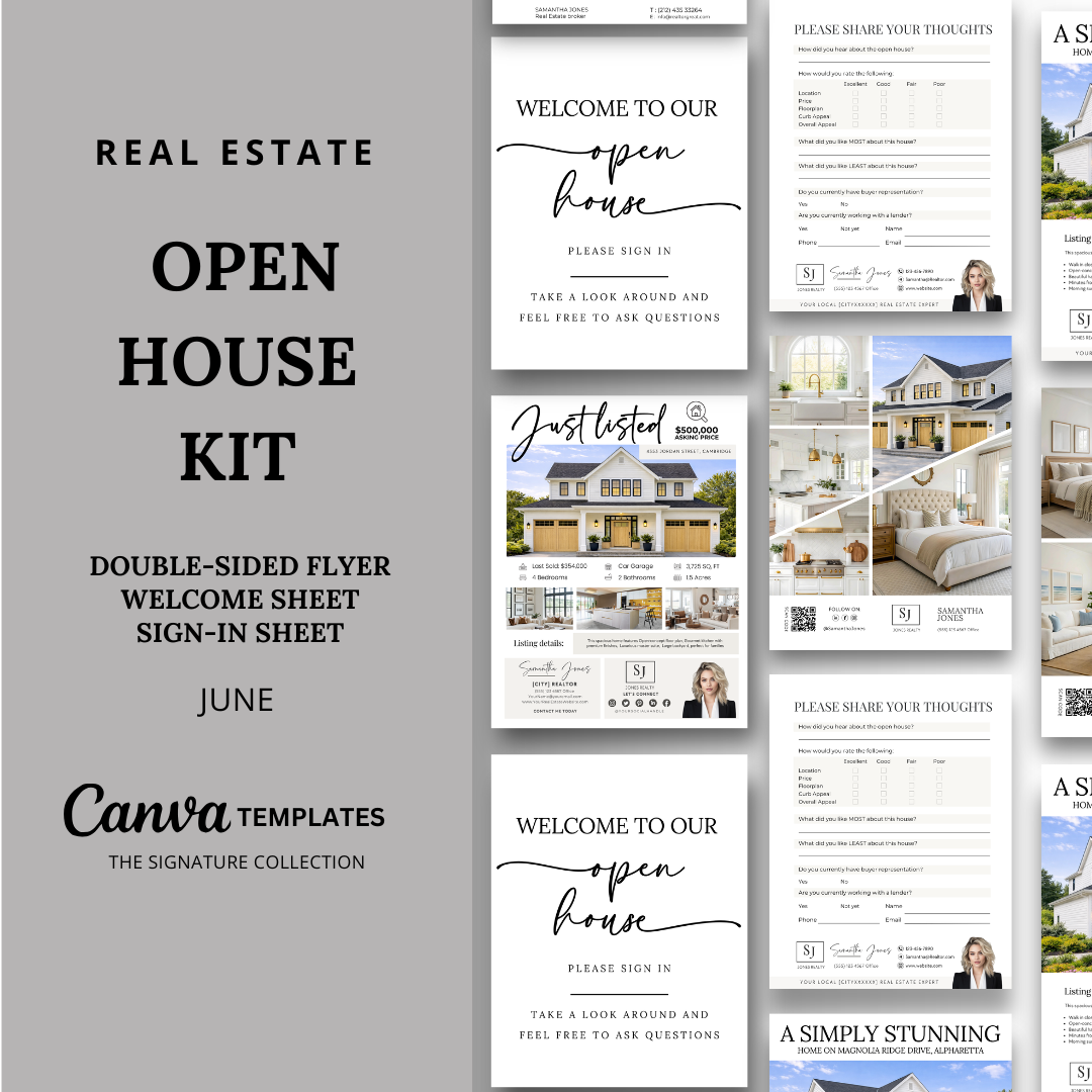Open House Flyer Kit - June -  Beige &amp; White - Signature Collection