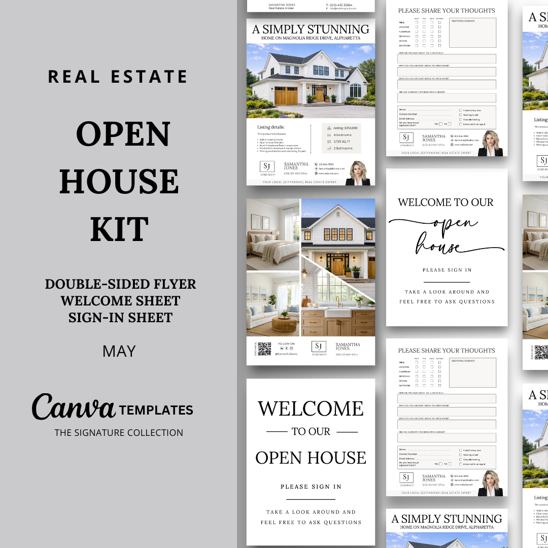 Open House Flyer Kit - May -  Beige &amp; White - Signature Collection