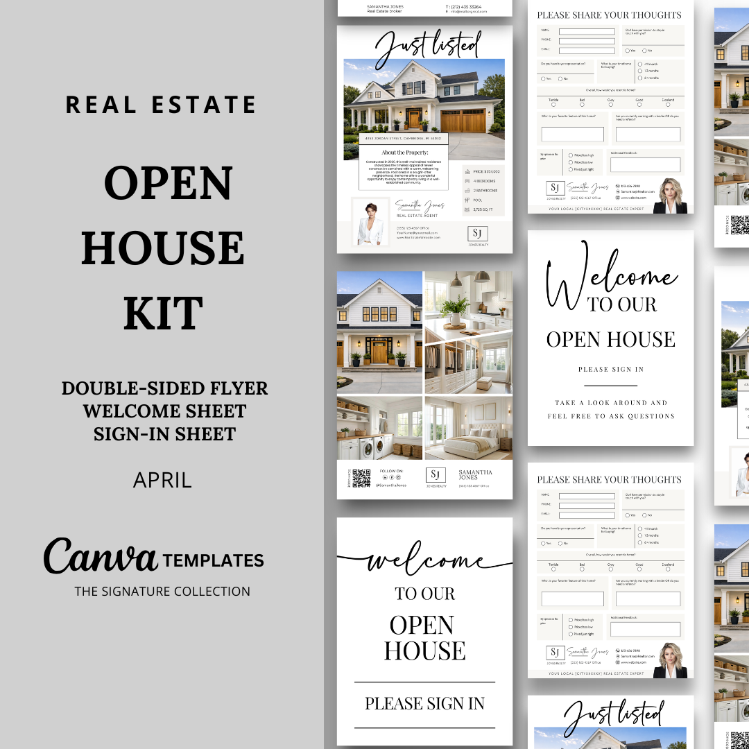 Open House Flyer Kit - April -  Beige &amp; White - Signature Collection