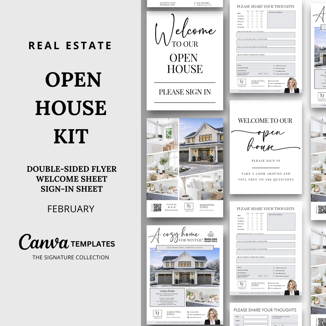 Open House Flyer Kit - February -  Beige &amp; White - Signature Collection