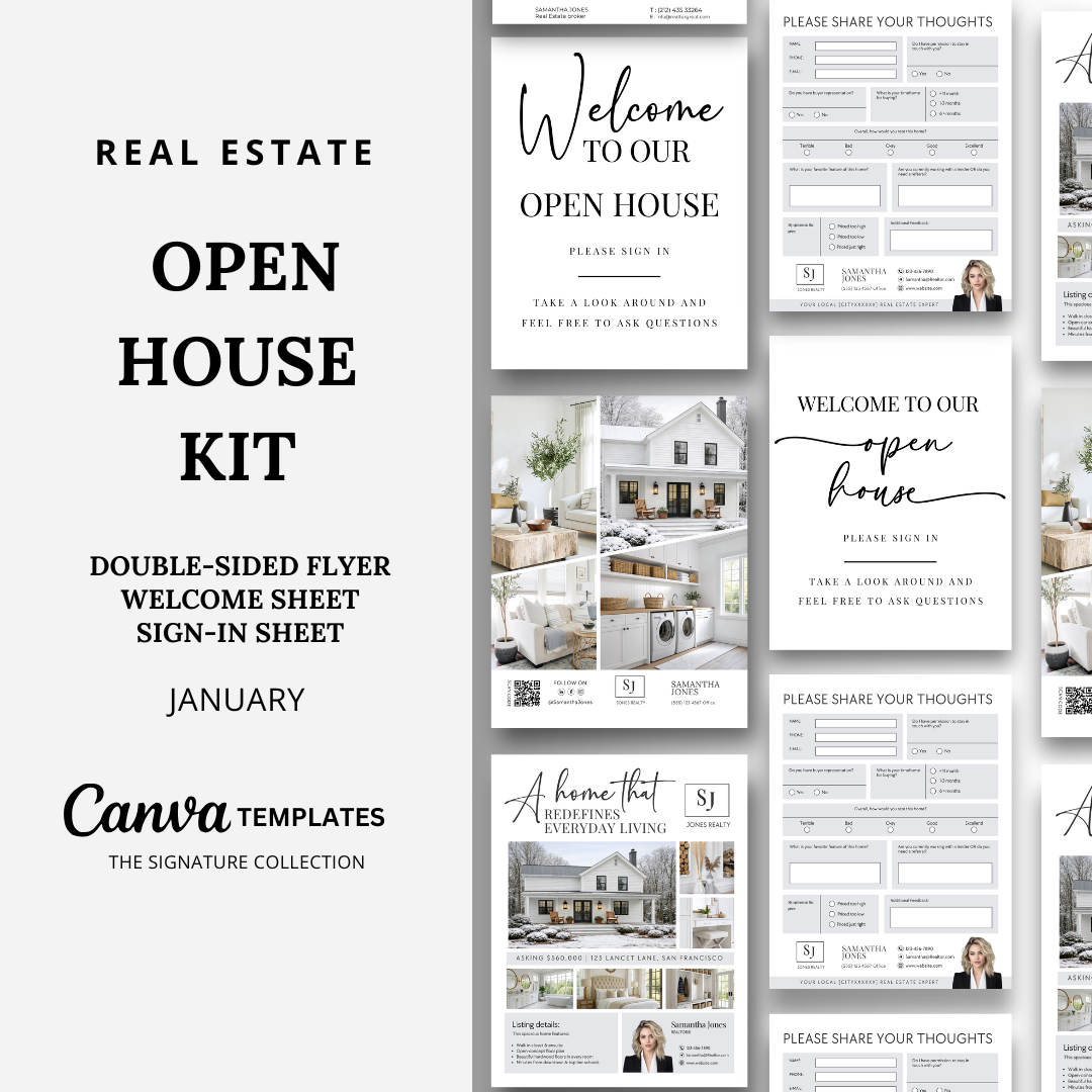 Open House Flyer Kit - January -  Beige &amp; White - Signature Collection