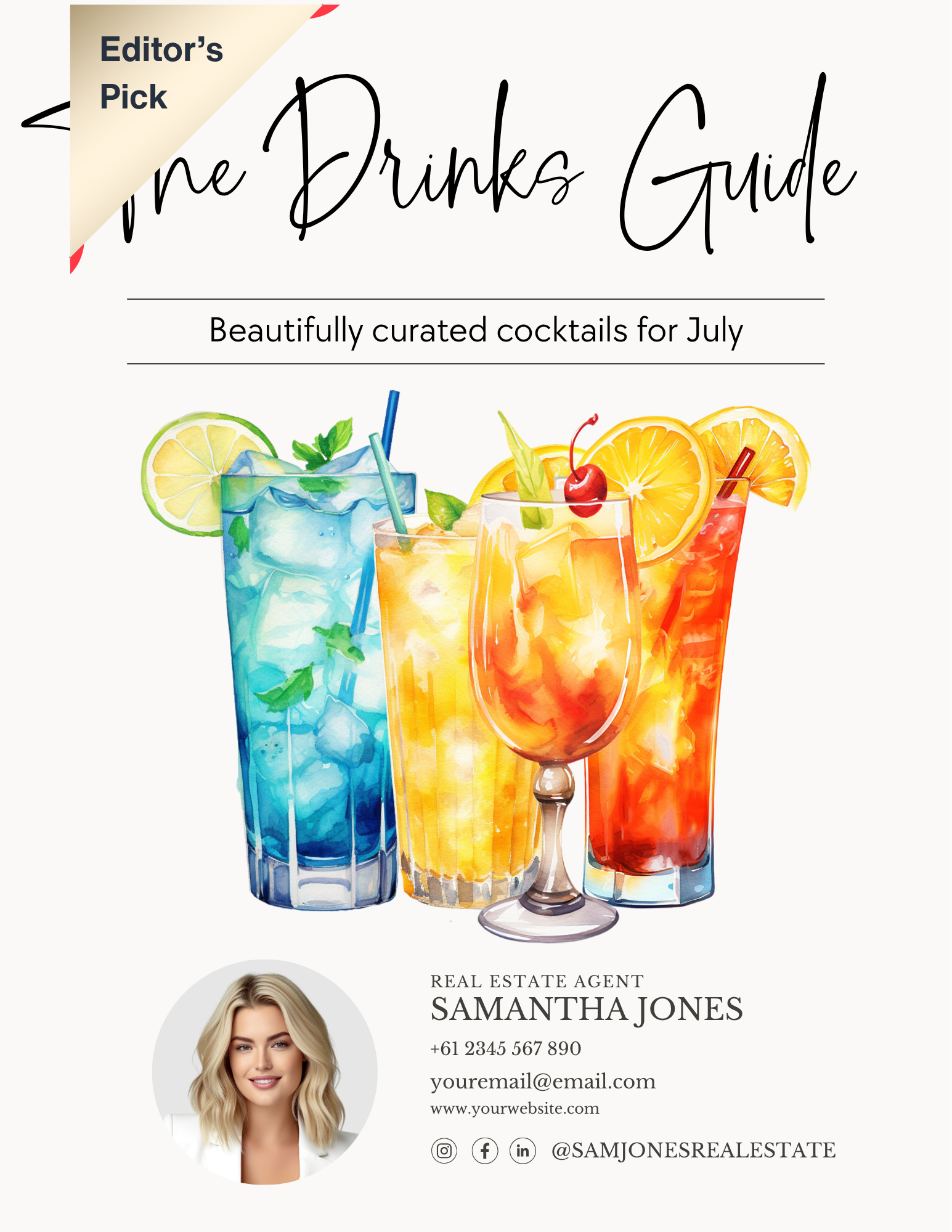 THE DRINKS GUIDE – ALCOHOLIC COCKTAILS - LEAD MAGNET – JULY