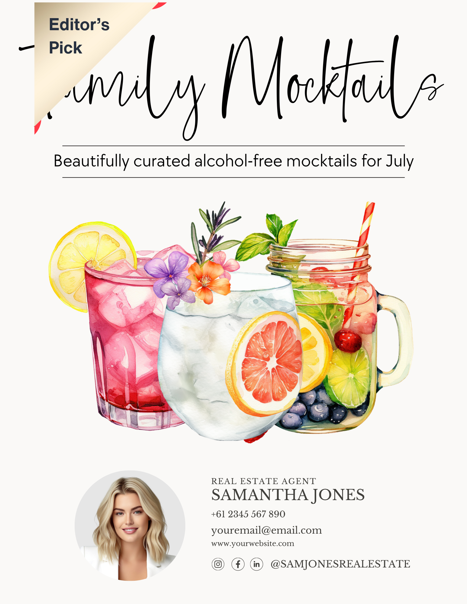 FAMILY MOCKTAILS – NON- ALCOHOLIC MOCKTAILS - LEAD MAGNET – JULY